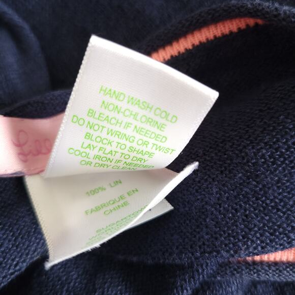 Lilly Pulitzer Liesel Sweater Linen Navy Lightweight Button Sides Women Small - Picture 13 of 13